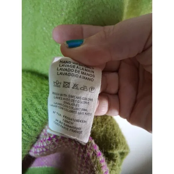 FRNCH Paris Ulyssia Floral Sweater Coquette Soft Boho Cottage Green Sz Medium - Picture 7 of 8